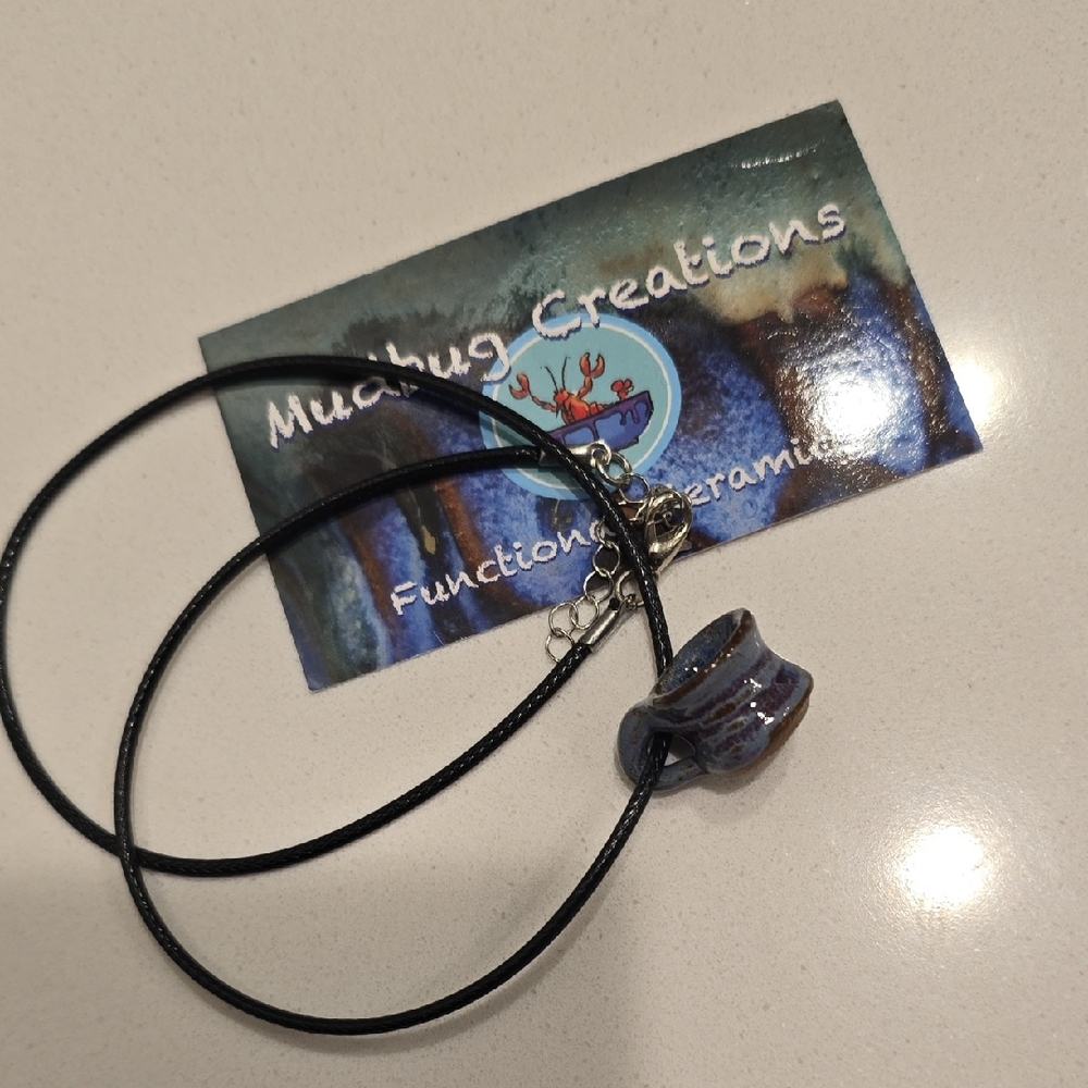 10/4 Blue Ceramic Pendant Necklace
